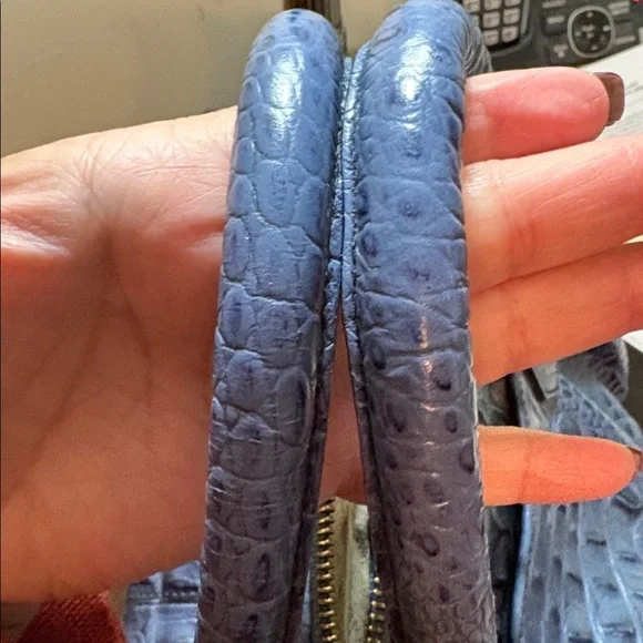 Brahmin Blue Embossed Leather Satchel - Picture 8 of 9